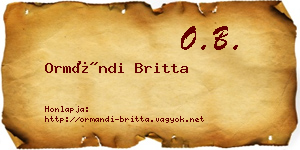 Ormándi Britta névjegykártya